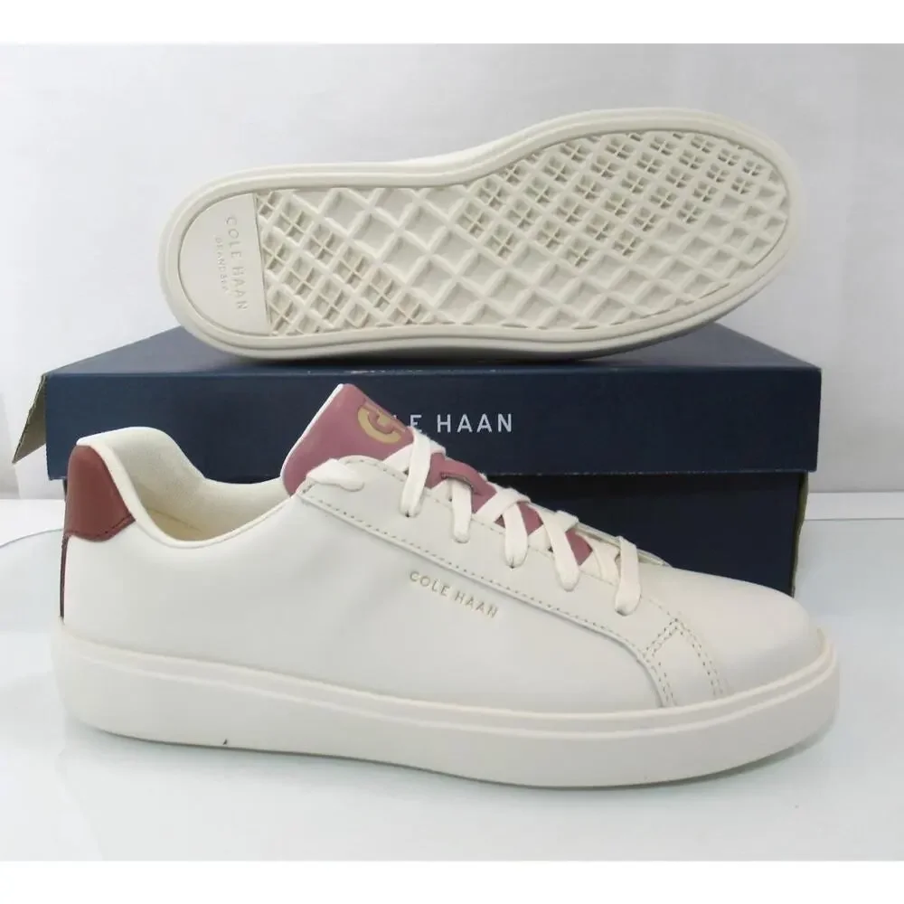 Women's Cole Haan Grand Crosscourt Daily Sneaker Lace Up Ivory Mahogany Size 9